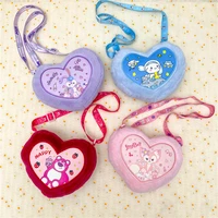 disney plush bag cute anime lina bell lotso huggin bear stellalou plush heart shaped cartoon coin purse backpack for girls