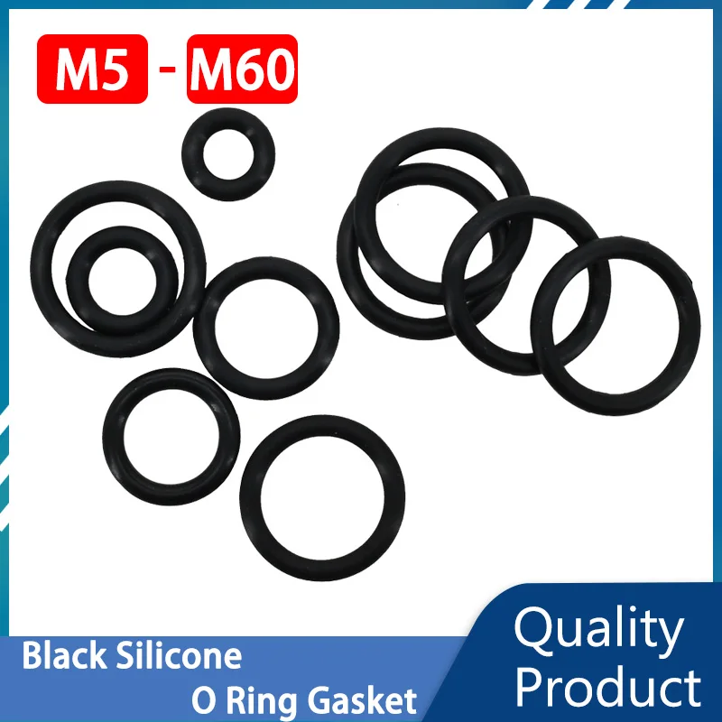 

Black Silicone O Ring Washers VMQ Gasket Food Grade Sealing Rings Waterproof Insulated Rubber Silicon O-Rings CS 1mm 2mm 3mm 4mm