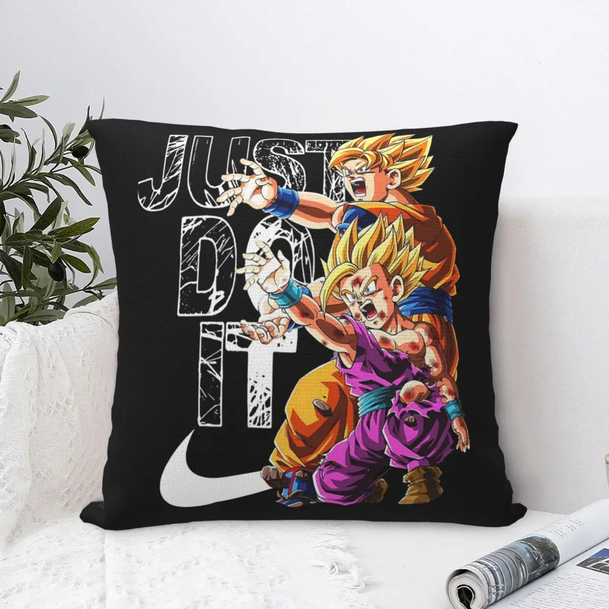 Dragonball Goku And Gohan Kamehameha Square Pillowcase Pillow Cover Polyester Cushion Decor Comfort Throw for Home Car