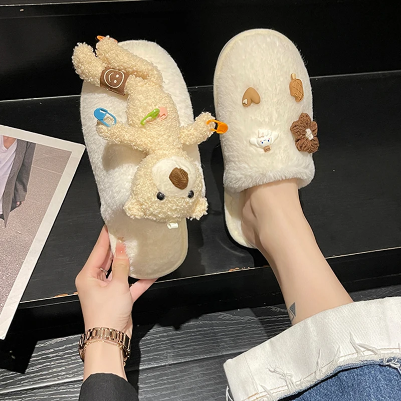 

Шлепанцы женские из ПУ кожи, меховые сандалии на низкой платформе, роскошные дизайнерские массажные, плюшевые, 2022