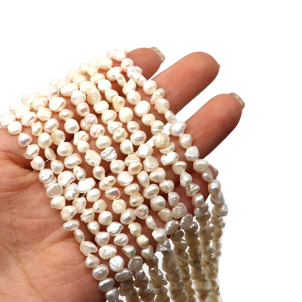 

1Strand 3-12mm Natural Freshwater Pearl Beads Horizontal Hole Irregular Round Shaped Both Sides Smooth Making Necklace Bracelet