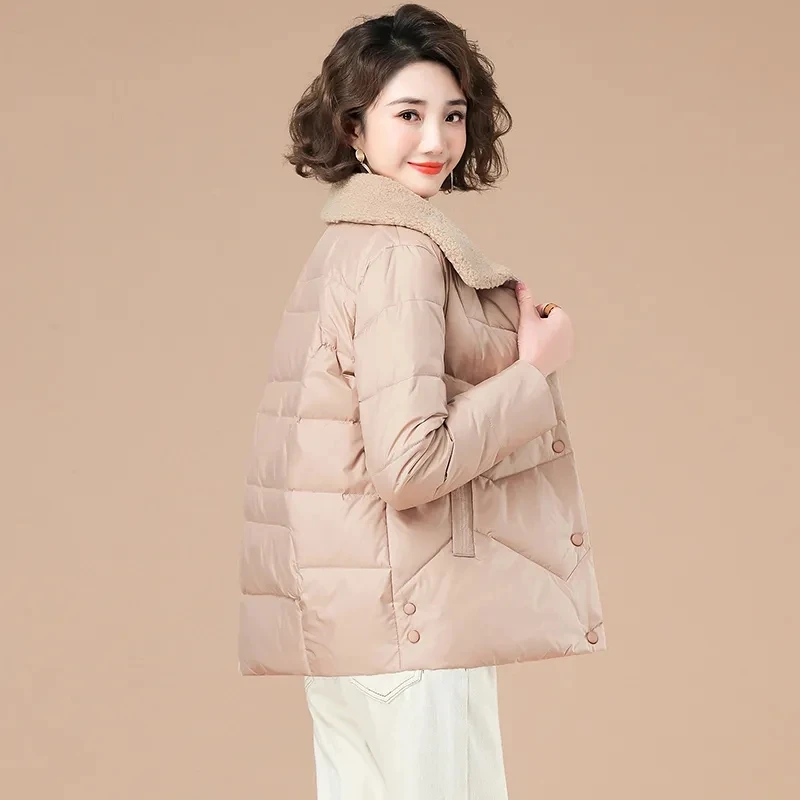 2023 New Women's Winter Parkas Jacket Fashion Cashmere Lamb Wool Down Cotton Jackets Ladies Short Coat Female Elegant Outerwear