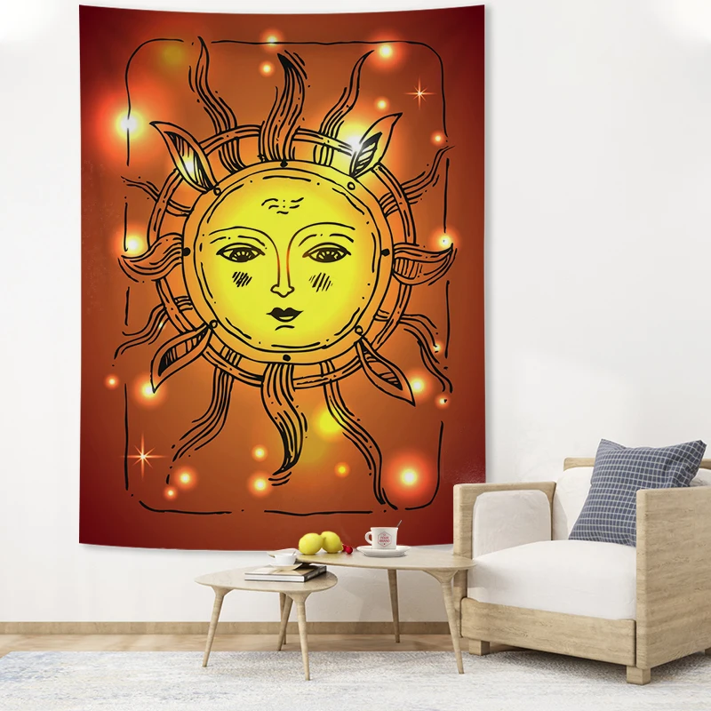 

Tarot Card Mandala Tapestry Sun And Moon Tapestry Wall Hanging Mysterious East Eight Trigrams Hippie Wall Rug Dorm Decor Blanket