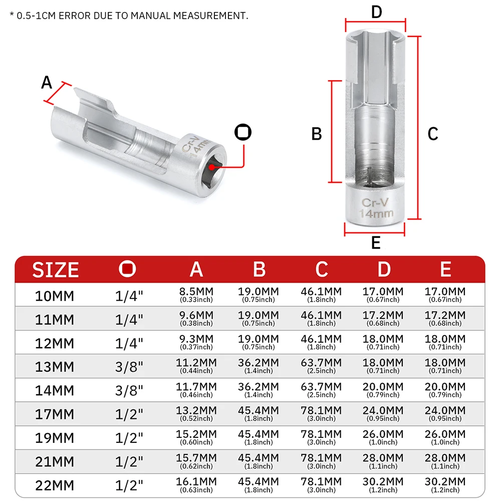9 шт./компл. от 10 мм до 22 1/4 дюйма 3/8 1/2 торцевой ключ для топливопровода