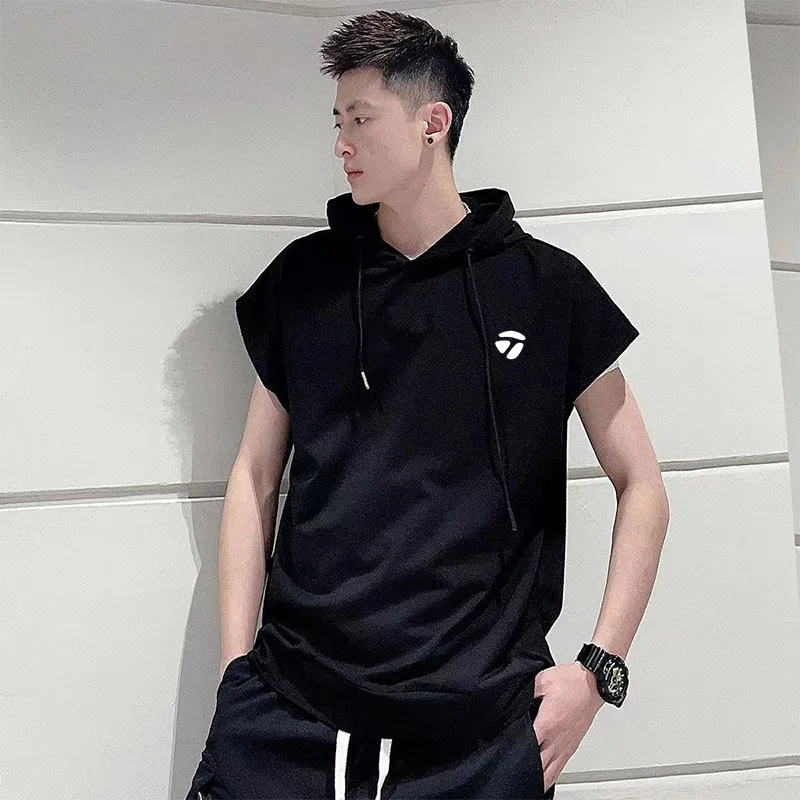 

Мужская летняя футболка для гольфа 2023, футболка для гольфа с капюшоном и коротким рукавом, Мужская Удобная мягкая дышащая футболка с лошадью