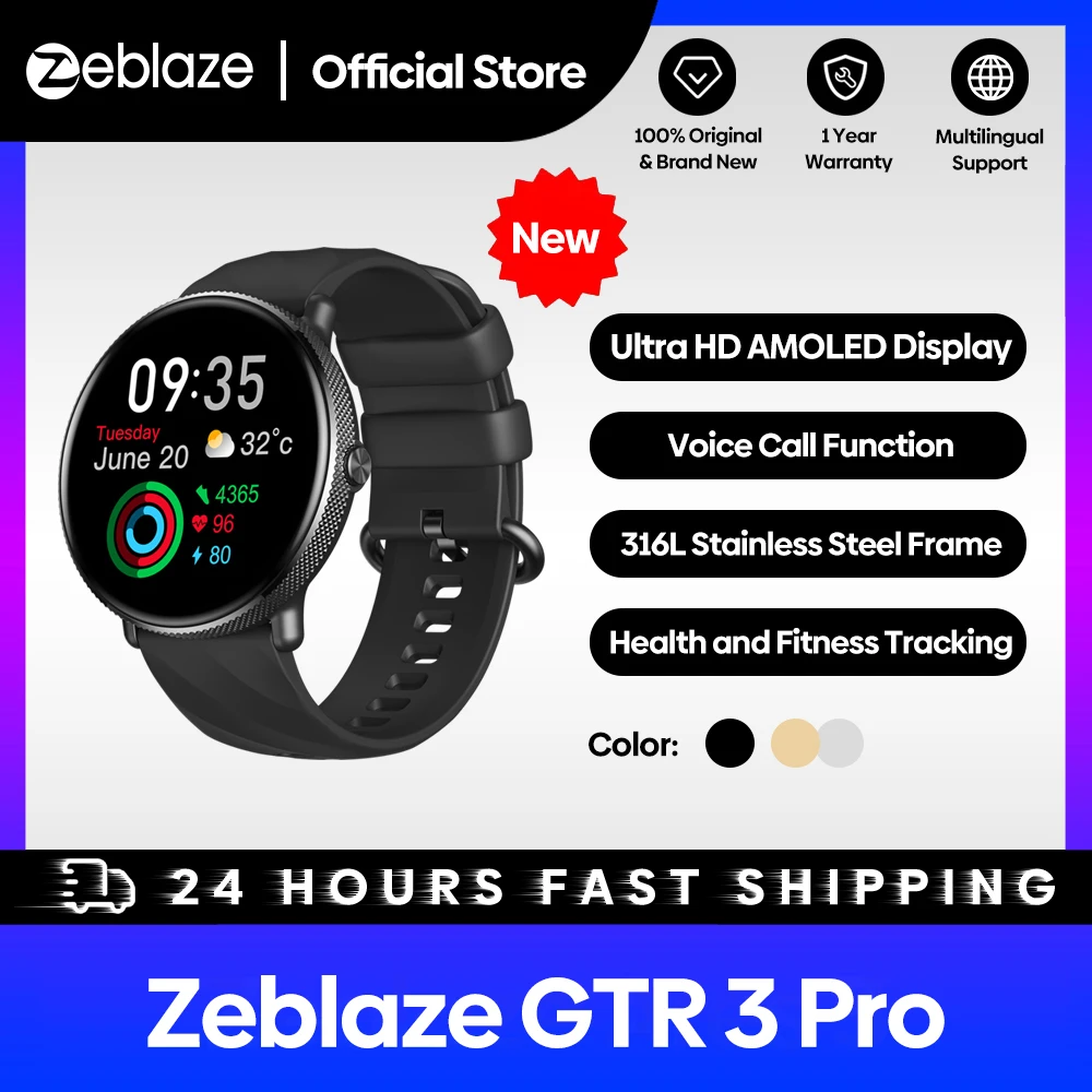 [World Premiere] Zeblaze GTR 3 Pro Fitness & Wellness Smart Watch AMOLED Display 316L Stainless Steel Smartwatch For Women