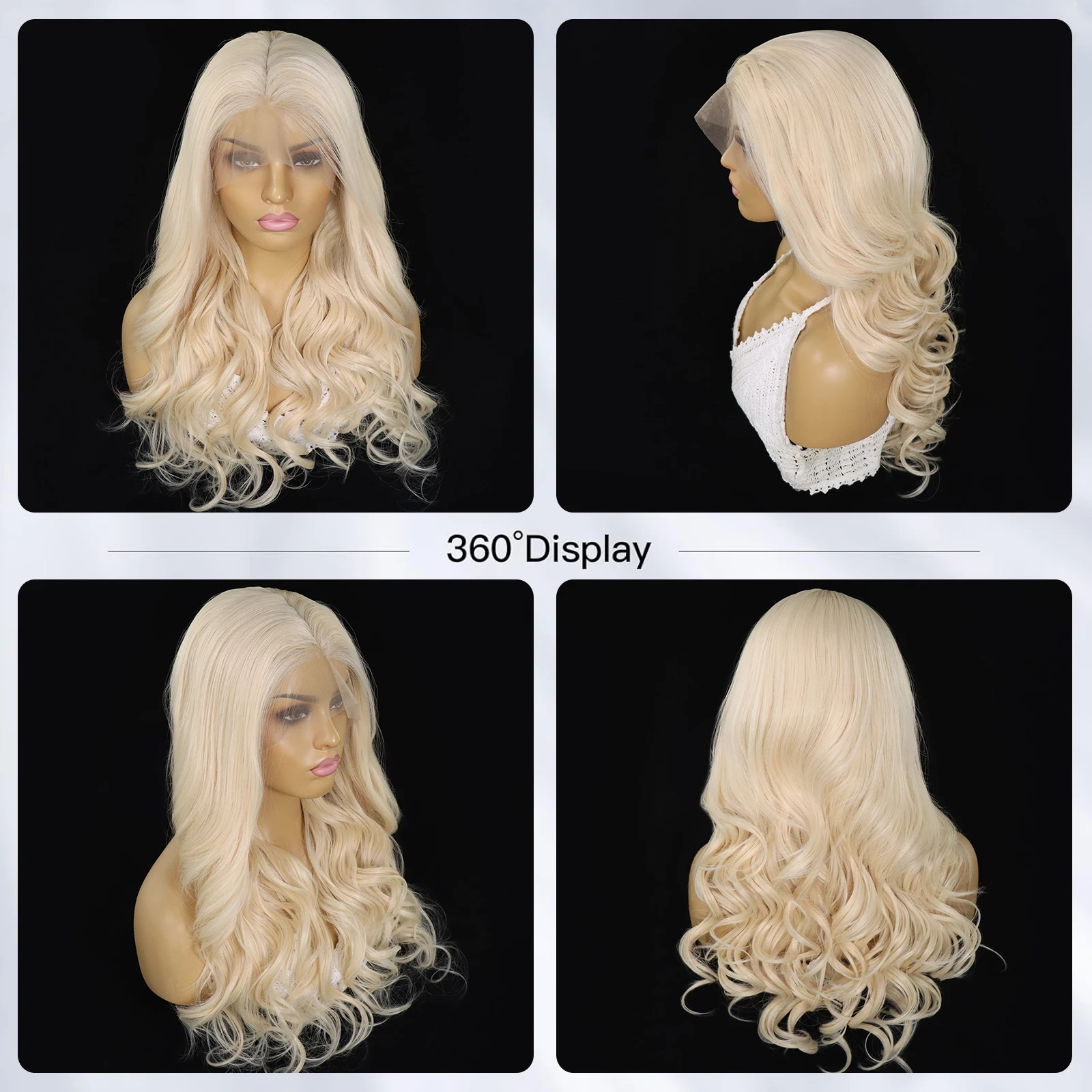 613 Медовый блондин Объемная волна Парик Синтетические волосы Парики фронта