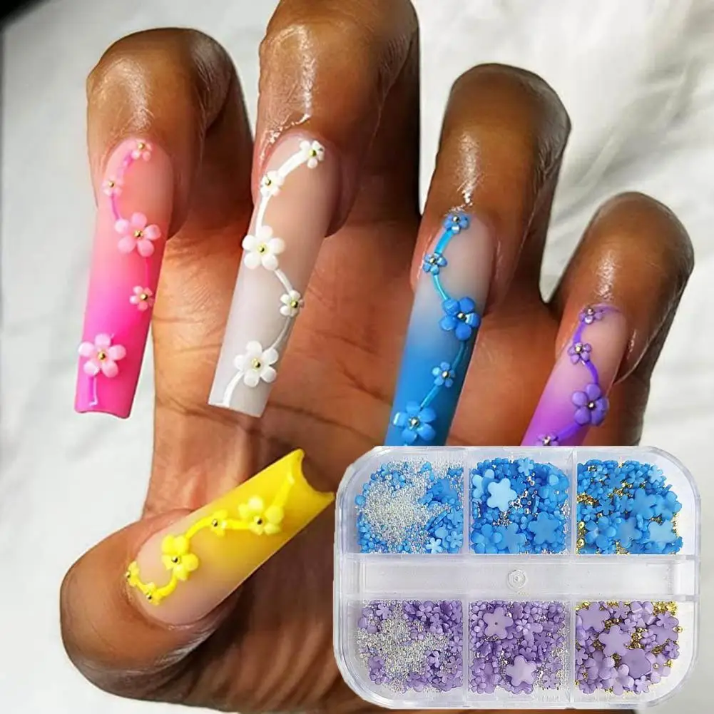 

Nail Charms Mini Steel Ball Mixed Size Colored Flower 3D Nail Art Decoration Manicure Accessories