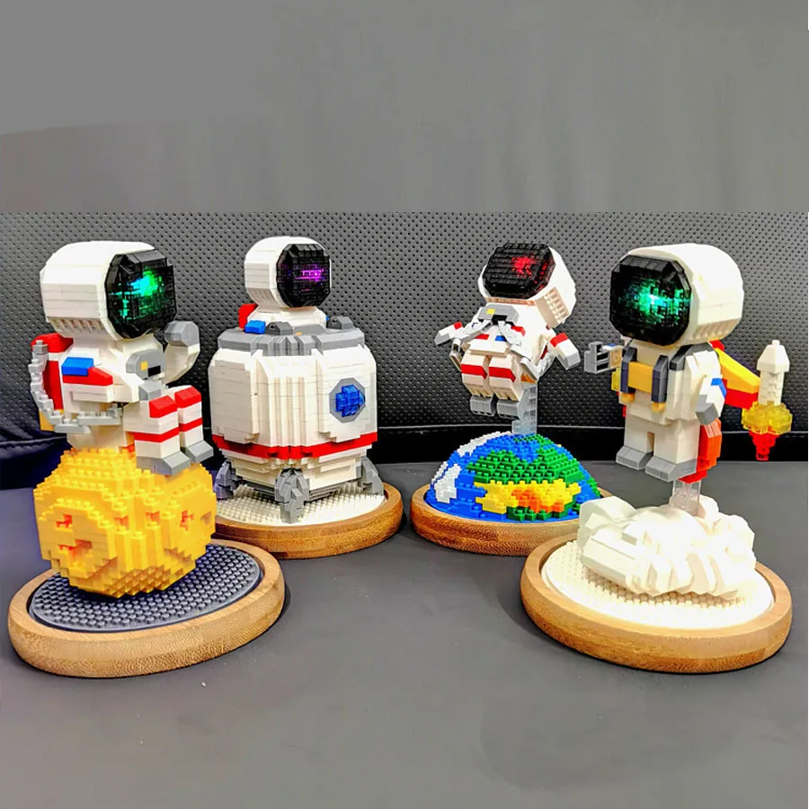 

Space Adventure Spaceman Block Rocket Moon Capsule Tabletop Decoration DIY Mini Blocks Bricks Building Toy for Child no Box