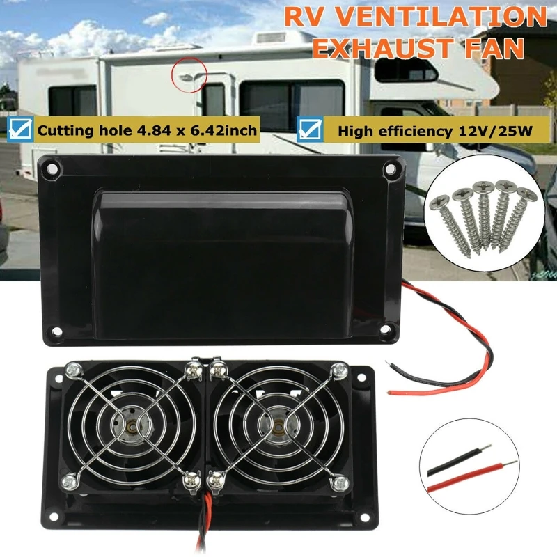 

12V 25W Vehicle Side Mounted Exhaust Fan Ventilator for RV Caravan Trailer (White/Black)
