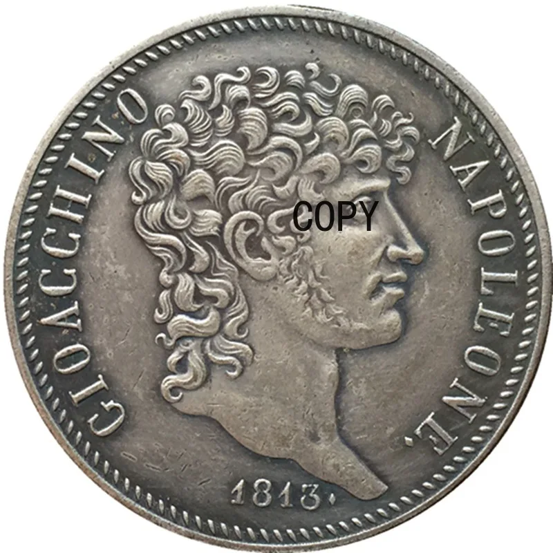 

Коллекция 1813, итальянская монета, 5 лир, чистая медь, серебряное покрытие, антикварный серебряный доллар, копия монеты