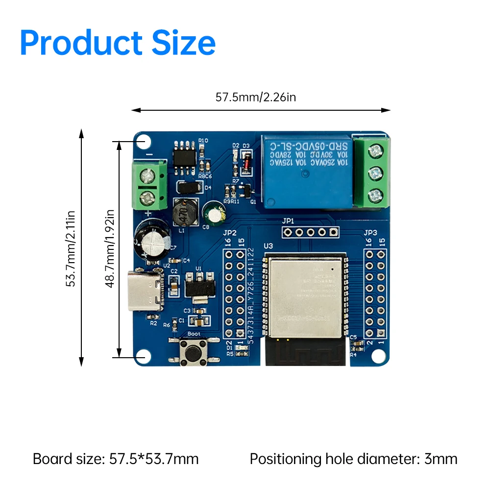 Type-C DC 5-60 В 1-канальный релейный модуль Встроенный ESP32-C6 Wi-Fi Bluetooth-совместимая плата