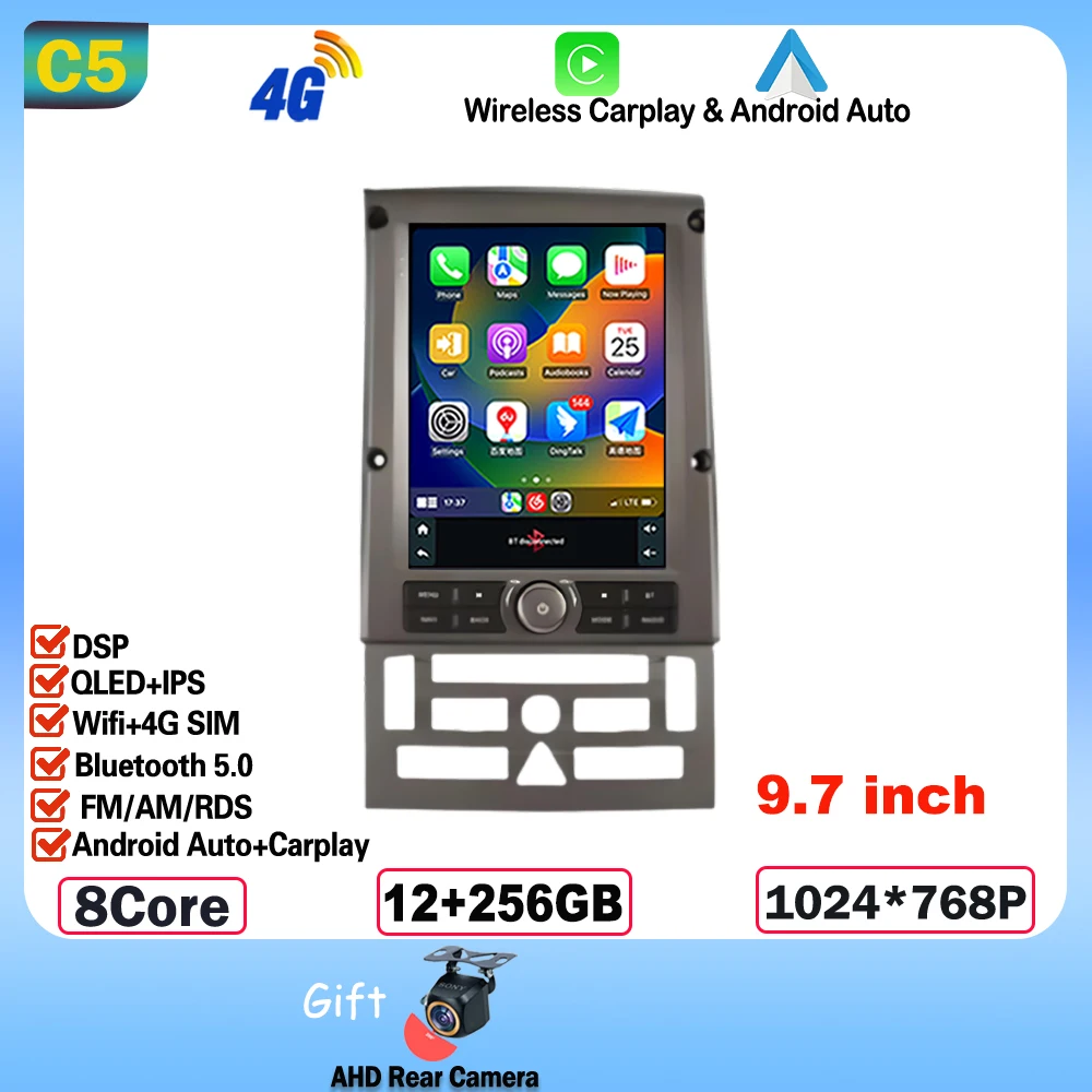 

9,7-дюймовый автомобильный радиоприемник для Peugeot 407 2004-2012 Android 15 Радио Мультимедийный видеоплеер GPS беспроводной carplay Авто головное устройство WIFI