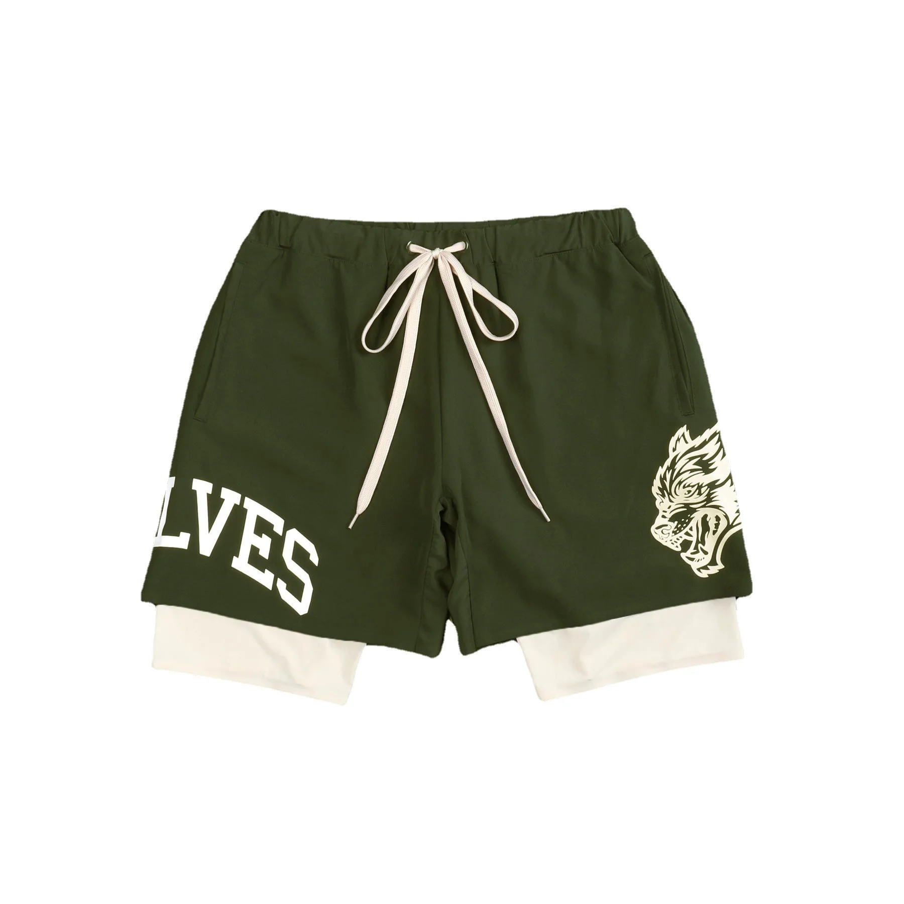 Summer Sports Shorts Men Fashion Trendy Beach Shorts Quick-Drying Running Fitness Fake Two-Piece Printed Casual Gym Shorts