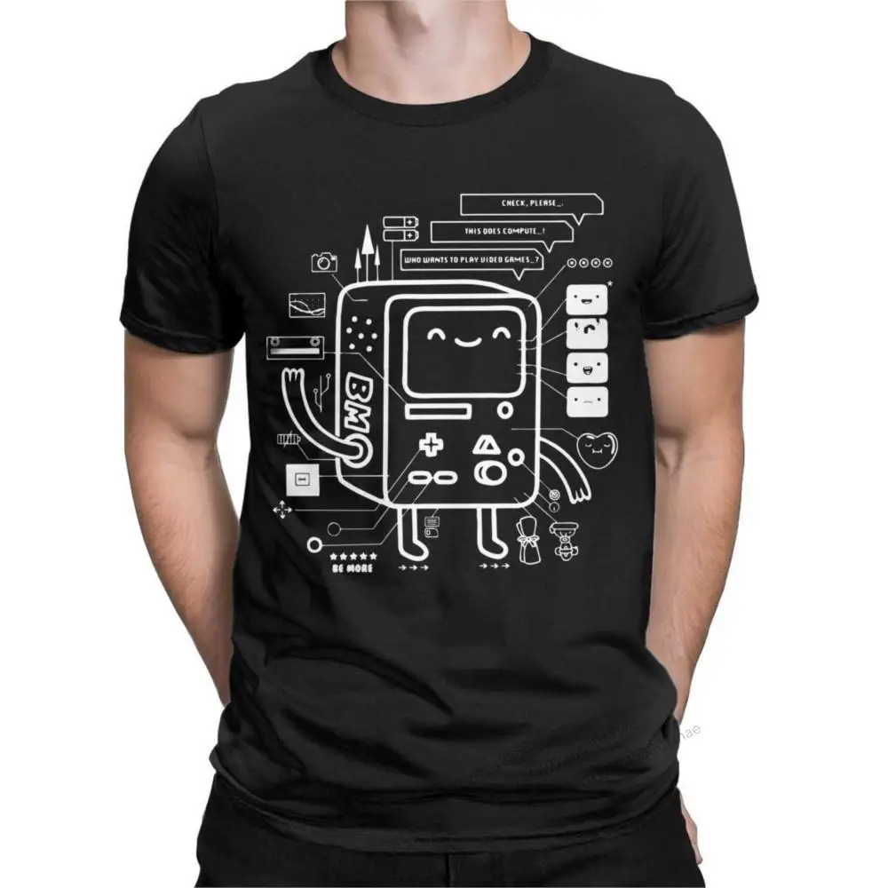 

Men's BE MORE BMO Adventure Time T Shirt Cotton Clothing Humor Short Sleeve Round Collar Tee Shirt Printed T-Shirts