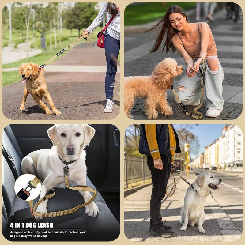 Сверхмощный тактический поводок для банджи-собаки без тяги светоотражающие