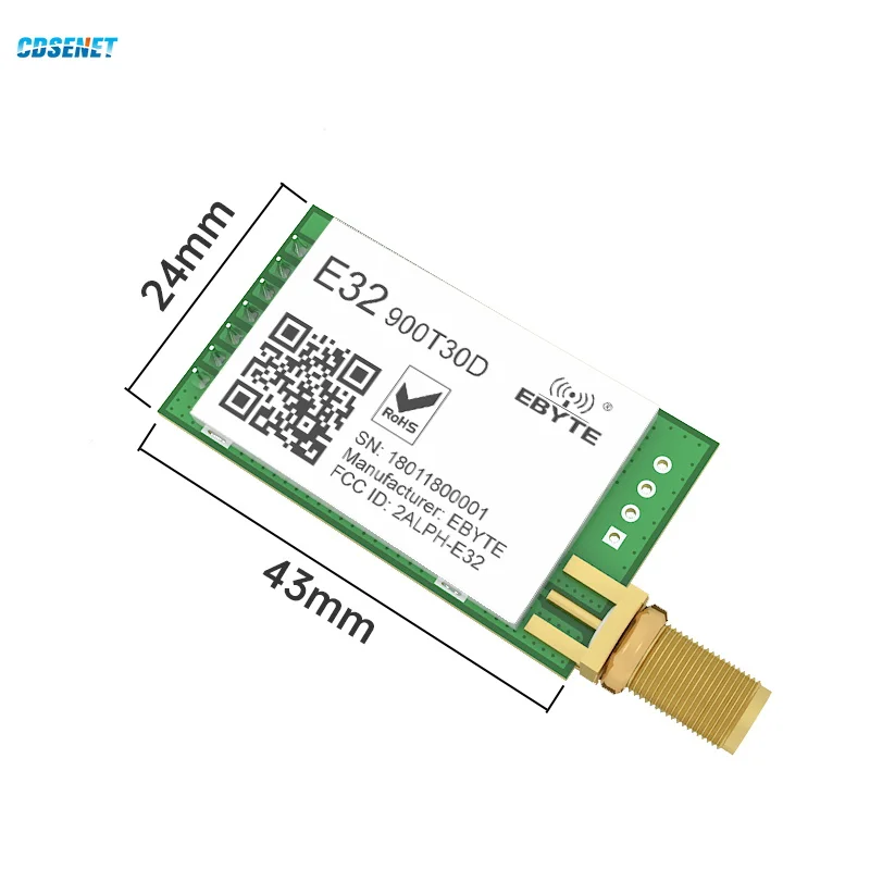 SX1276 LoRa Wireless Serial Port Module RF UART 868MHz 915MHz 30dBm 8km Long Range SMA-K CDSENET E32-900T30D TTL DIP Tranceiver
