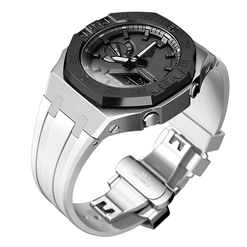 CasiOak Mod Kit GEN4 GA2100 Metal Bezel for Casio Modification 3rd 4rd Generation Rubber Watch Case Strap GA 2100/2110 Steel Kit