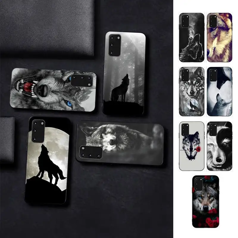 

Black Wolf Print Phone Case for Samsung S10 21 20 9 8 plus lite S20 UlTRA 7edge