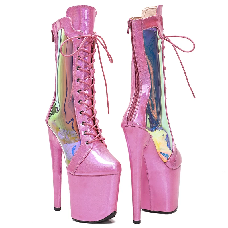 Leecabe 20CM/8Inch   PU fashion  Sexy  High Heels Pole Dance boot