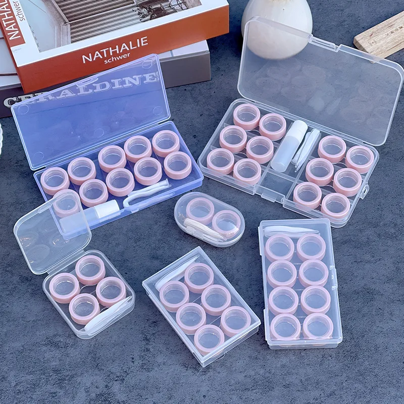 

1 Set Portable Storage Eye Care Kit Organizer Container Unisex Contact Lens Case Box 1/2/3 Boxes Simple Transparent Leakproof