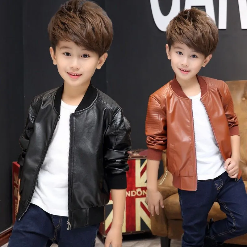 

New Winter Leather Jacket for Baby Boy Clothing Kids Coat Black Brown Color Jacket Manteau Garcon Children Clothing Outwear