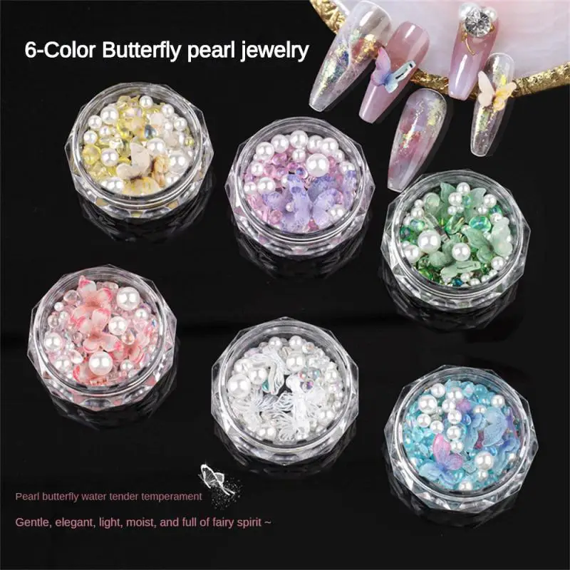 

6 Colors Nail Art Design Pearl Resin Butterfly Diy Nails 3d Manicure Decor Nail Art Decoration Nail Accessories Nail Art Jewelry