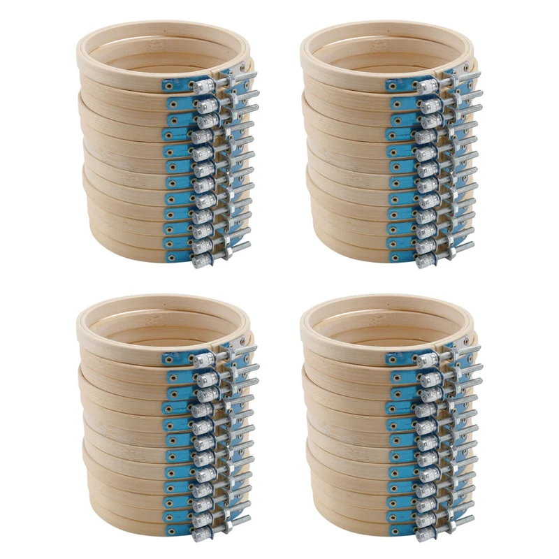 

48 Pieces 4 Inch Embroidery Hoops Set Bulk Bamboo Circle Cross Stitch Hoop Round Ring