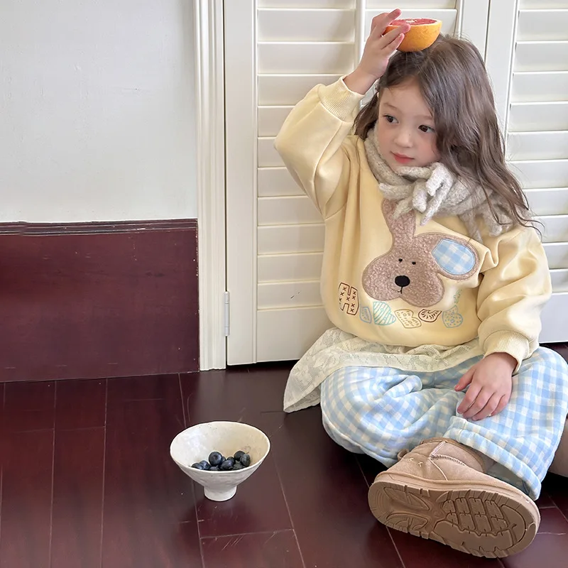 Комплекты для маленьких девочек плотные осенне-зимние толстовки милые