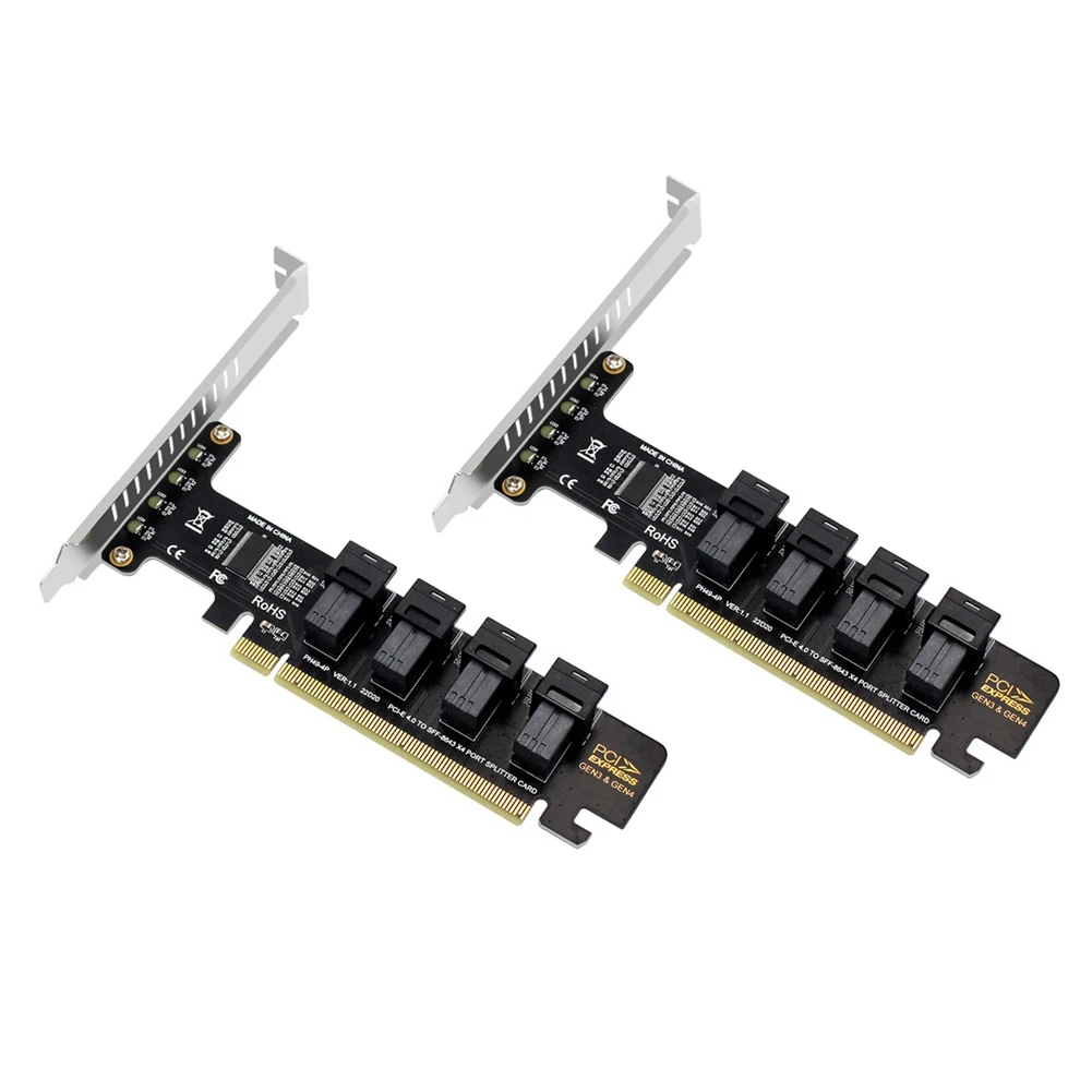 

2PCS PCI-E 16X to Four U.2 NVME SFF-8643 PCIe SSD Adapter Card PCIE 4.0 Splitter Card for Motherboard SSD SFF-8639