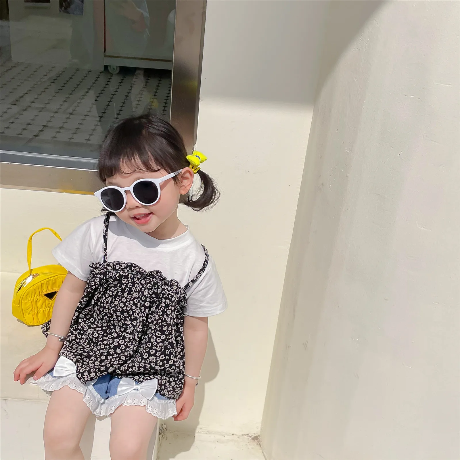 

2022 new Korean children’s clothing summer girl fake two short-sleeved t-shirt cotton baby girl summer coat