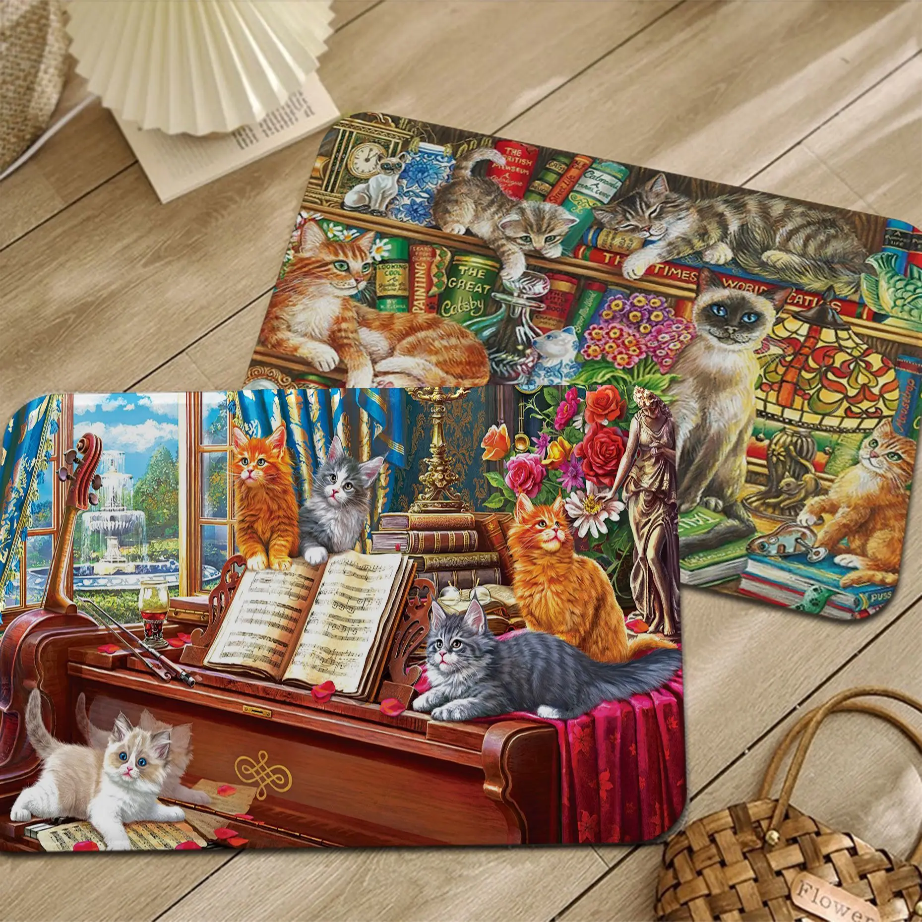 

Cartoon Cute Cat Bath Mat Kids Room Bedroom Decoration Balcony Anti-Slip Doormat Living Room Bedside Area Rugs