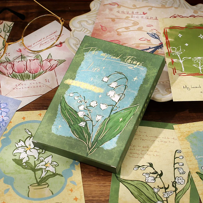 

30PCS/LOT Vintage Lively Flowers Paper Book Markers 93*143mm DIY Bookmark Message Postcard Gift