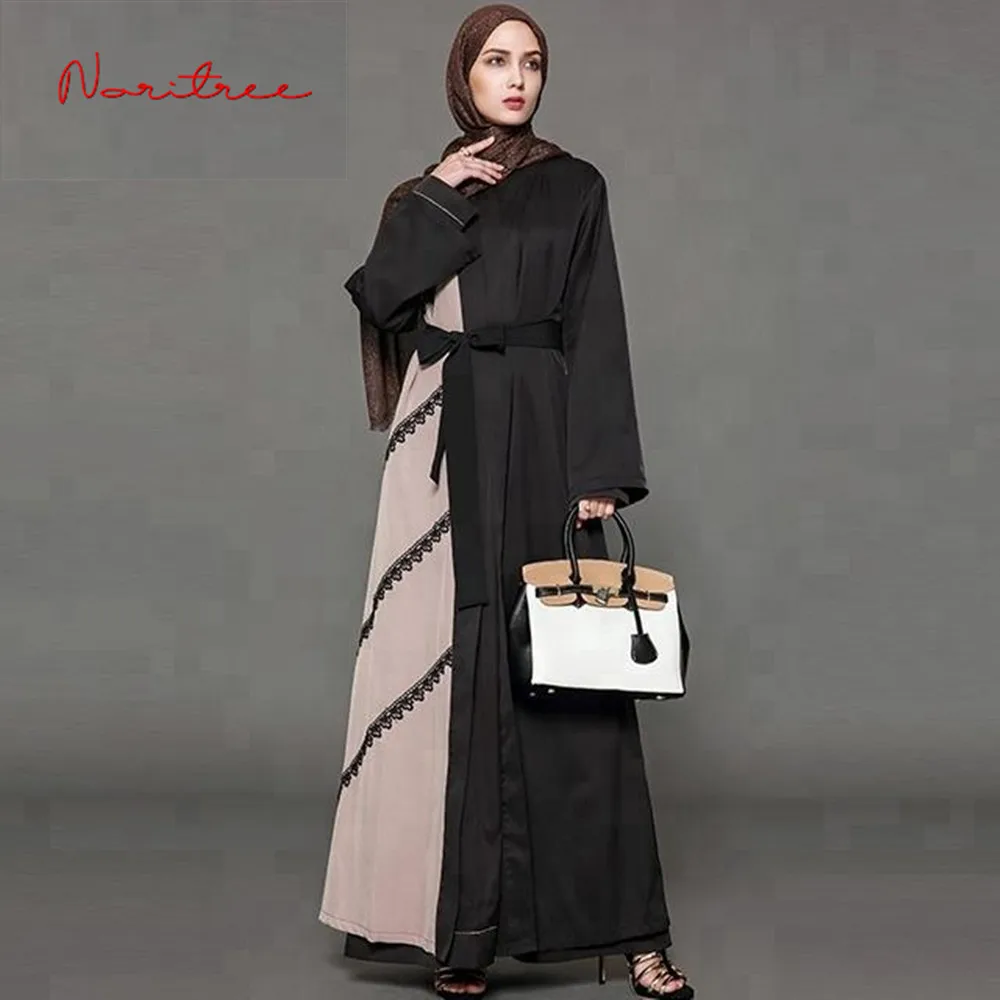 

Plus size Muslim Adult Casual lace embroidery Robe Musulmane Turkish Dubai Muslim Abaya Robe Worship Service wj2317 with blet