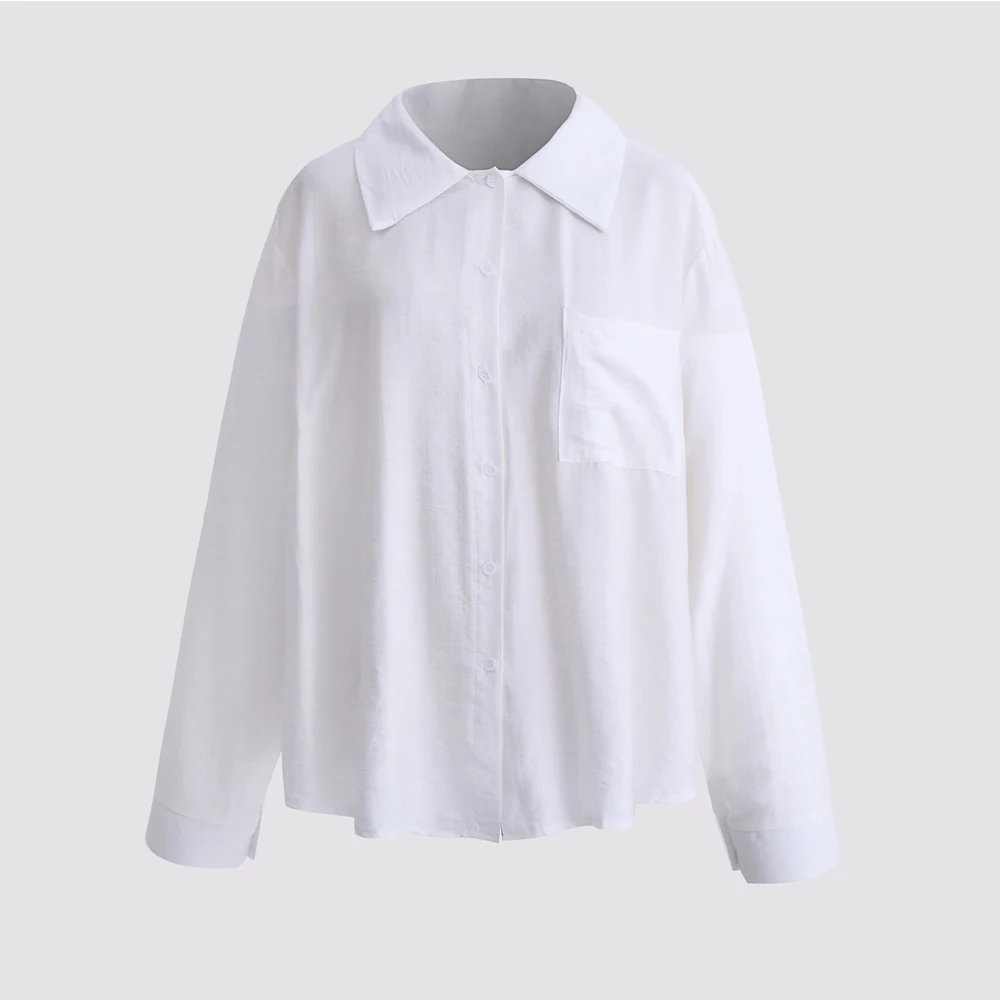 Plus Size White Blouses Women's Autumn 2022 Fashion Long Sleeve Turn-down Collar T Shirt Casual Solid Loose Oversized Clothing