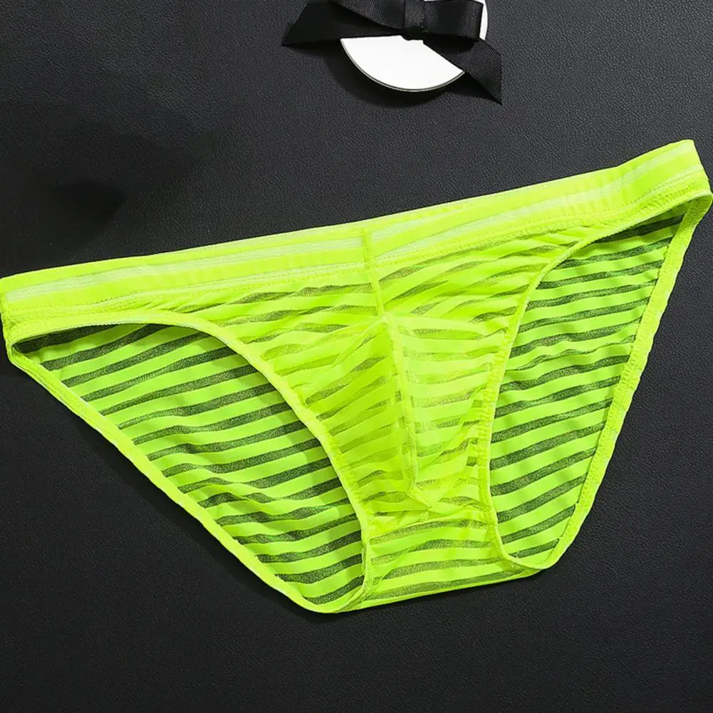

Men Briefs Sexy Ice Silk Thong Low-Waist Ultra-Thin Transparent Mesh Bulge Pouch Underpants Breathable Cool Summer Underwear