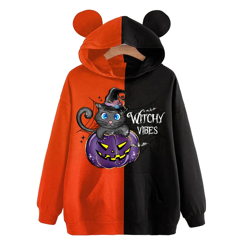 

Halloween Cats Streetwear Hoodies Women Long Sleeve Loose Sweatshirts Casual Pullover Spring Autumn Hood Fashion Hooded Hoodie