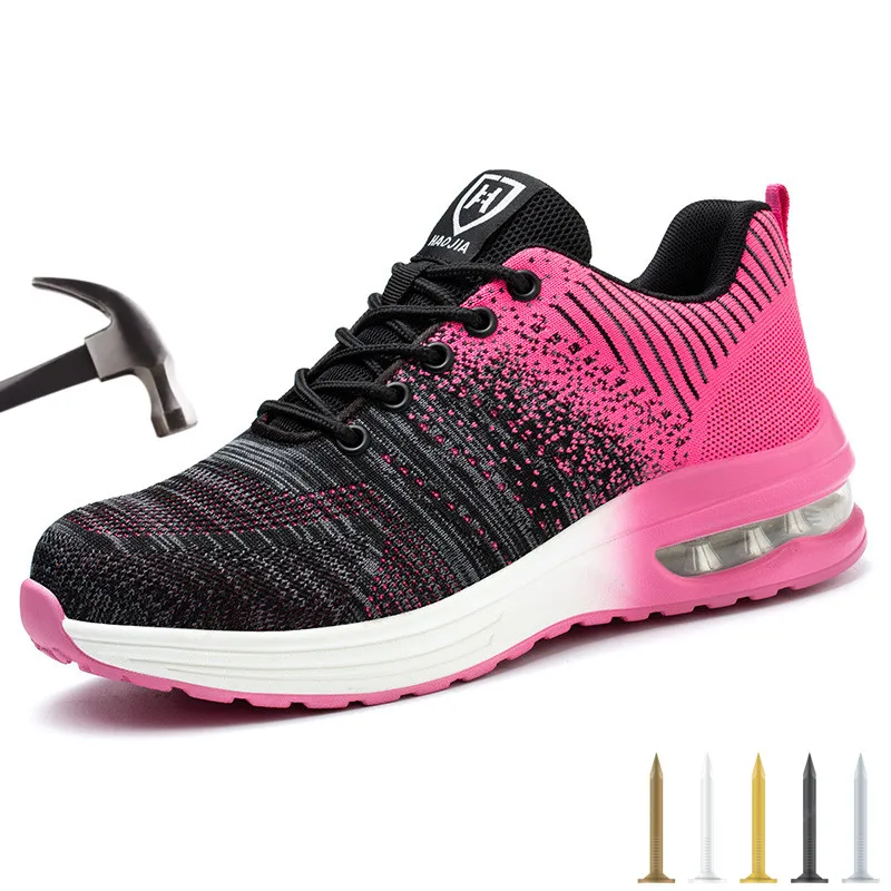 

Новинка 2023, мужские и женские рабочие ботинки, мужские рабочие ботинки, железные защитные ботинки со стальным носком, Противоударная Спорти...