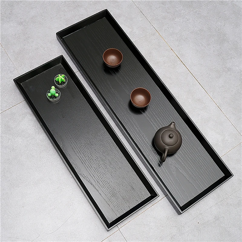 

Деревянный поддон в японском стиле, черный, креативный, прямоугольный, 66 см, набор для кофе и чая, поддон для еды, торта, планшетов, технические принадлежности