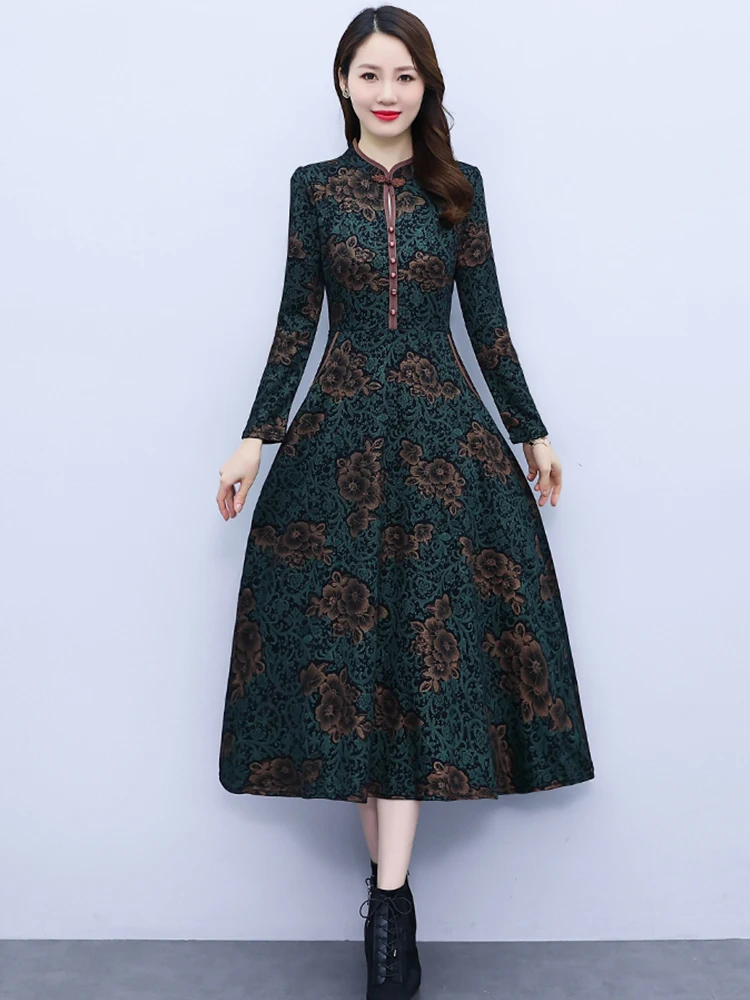 

2022 Autumn Winter Midi Long Sleeve V-Neck Elegant Chic Luxury Dress Women Knitting Bodycon Casual Vintage Party Evening Dresses