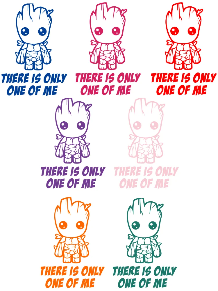 “THERE IS ONLY ONE OF ME ”  Groot Clothing patches thermo-stickers for children Flex fusible transfer Washable