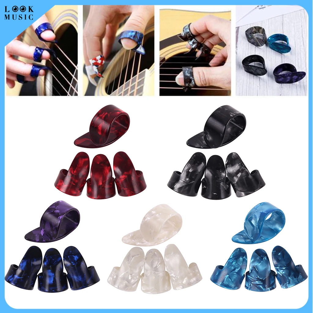 

Guitar Plectrums Sheath Thumb Finger Picks for Acoustic Electric Bass Guitar Ukulele Guitar Picks 4Pcs 1Thumb + 3Finger