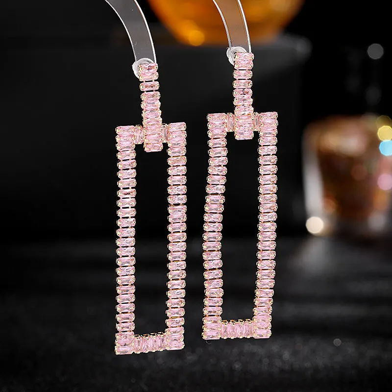 

Изящные французские Роскошные серьги, Геометрическая прямоугольная большая атмосфера, банкетное платье с серьгами, оптовая продажа