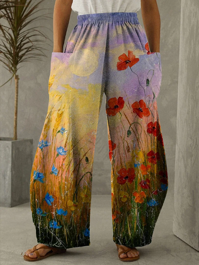 

Latest Floral 3D Print Ladies Oversized Trousers Streetwear Boho Casual High Waist Retro Harem Pants Beachwear 2022New