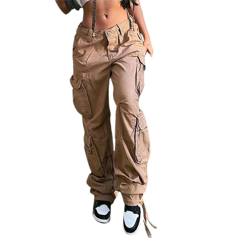 Causal Wide Leg Women Cargo Pants Casual Baggy Pant Straight With Big Pockets Jogging Trousers Vintage Sweatpants