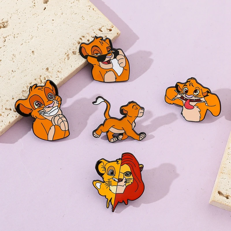 Милый мультяшный креативный Король Лев Симба брошь из сплава синяя птица Шазу