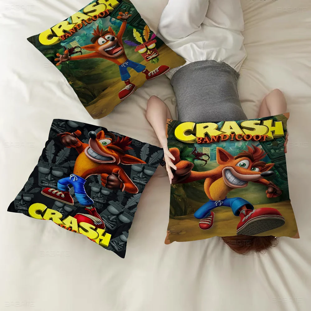 C_CrashS_B- Bandicoot Game Pillow Anime Sofa Bed Head Cover Cushion 45x45 cm Fashion