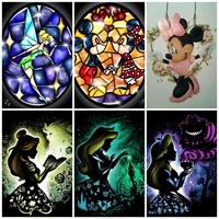 5d diamond painting disney stained glass princess characters mickey mouse sailor moon cross stitch kits embroidery home decor