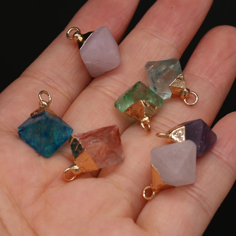 

Colorful Crystal Pendant Natural Semi Precious Stone Irregular Shape Pyramid Shaped Small Pendant Jewelry Making Necklace