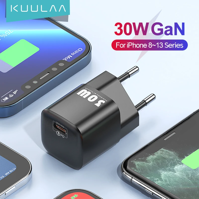 

KUULAA USB C Charger 30W GaN Type C PD Fast Charging For iPhone 13 12 11 Max Pro XS 8 Plus For iPad Pro Air 2020 iPad mini 2021